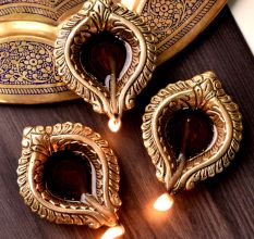 Brass Bud Shaped Diwali Diyas For Mandir Pack of 3